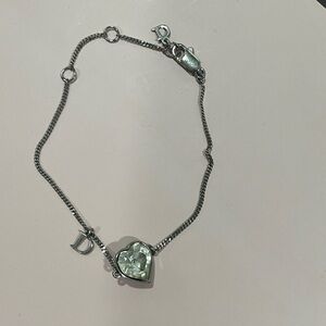 Vintage Christian Dior Silver Heart Charm Bracelet